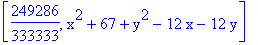 [249286/333333, x^2+67+y^2-12*x-12*y]